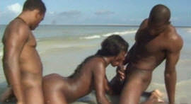 Anal sex with very hot black and two rascals at the seashore