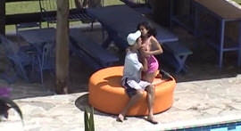 Morena naughty suck grown man in the pool